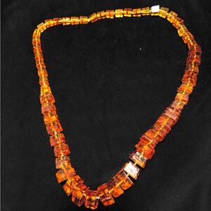 Vintage Genuine Baltic Amber Necklace – Graduated Chunky Cube Cut Beads 15"